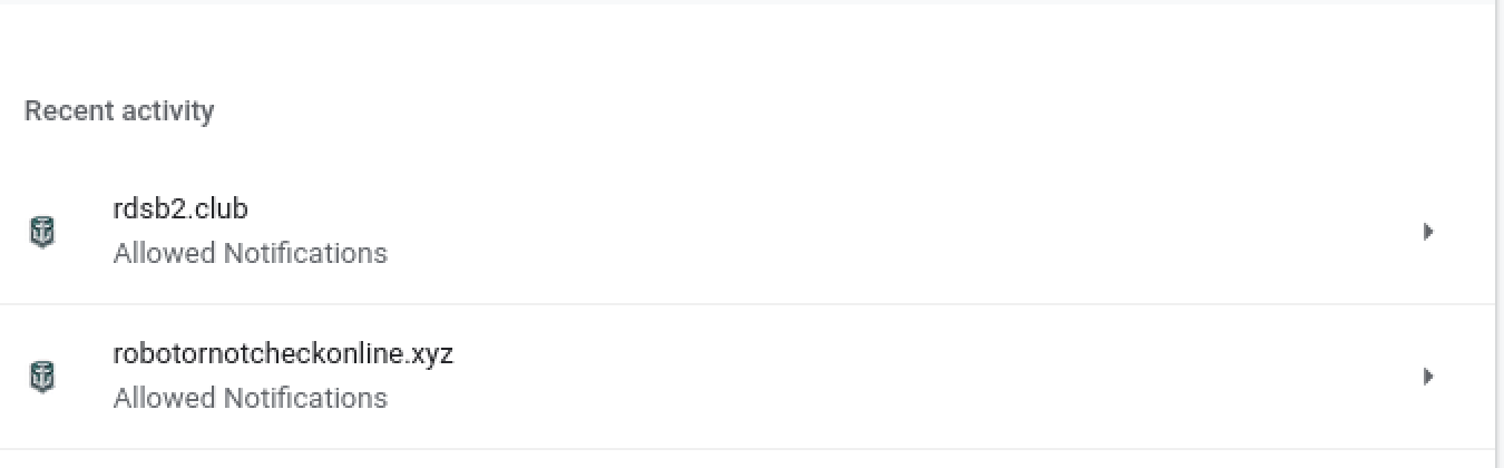 After completing the chain, we noticed two push notifications were registered in our browser, as shown here.