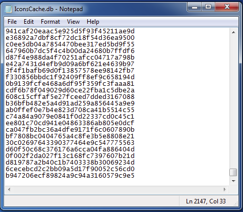 The contents of "IconsCache.db," a database used by the Gamaredon file stealer malware to track unique files.