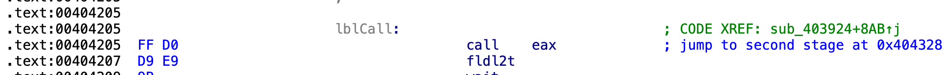 Image 8 is a screenshot of a few lines of code showing the second stage of anti-analysis techniques.