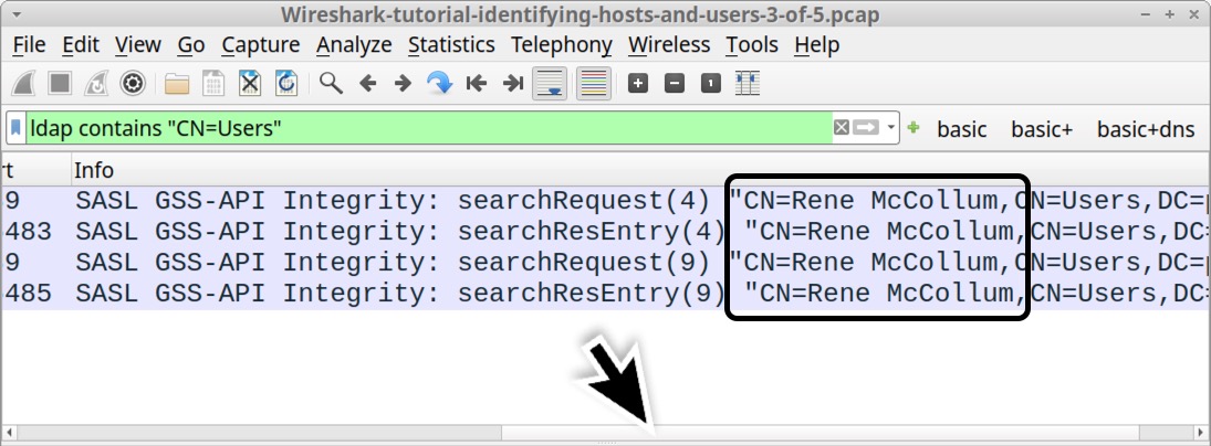 Image 18 is a Wireshark screenshot. The filter is set to ldap contains “CN=Users”. These filtered users are highlighted within a black rectangle.